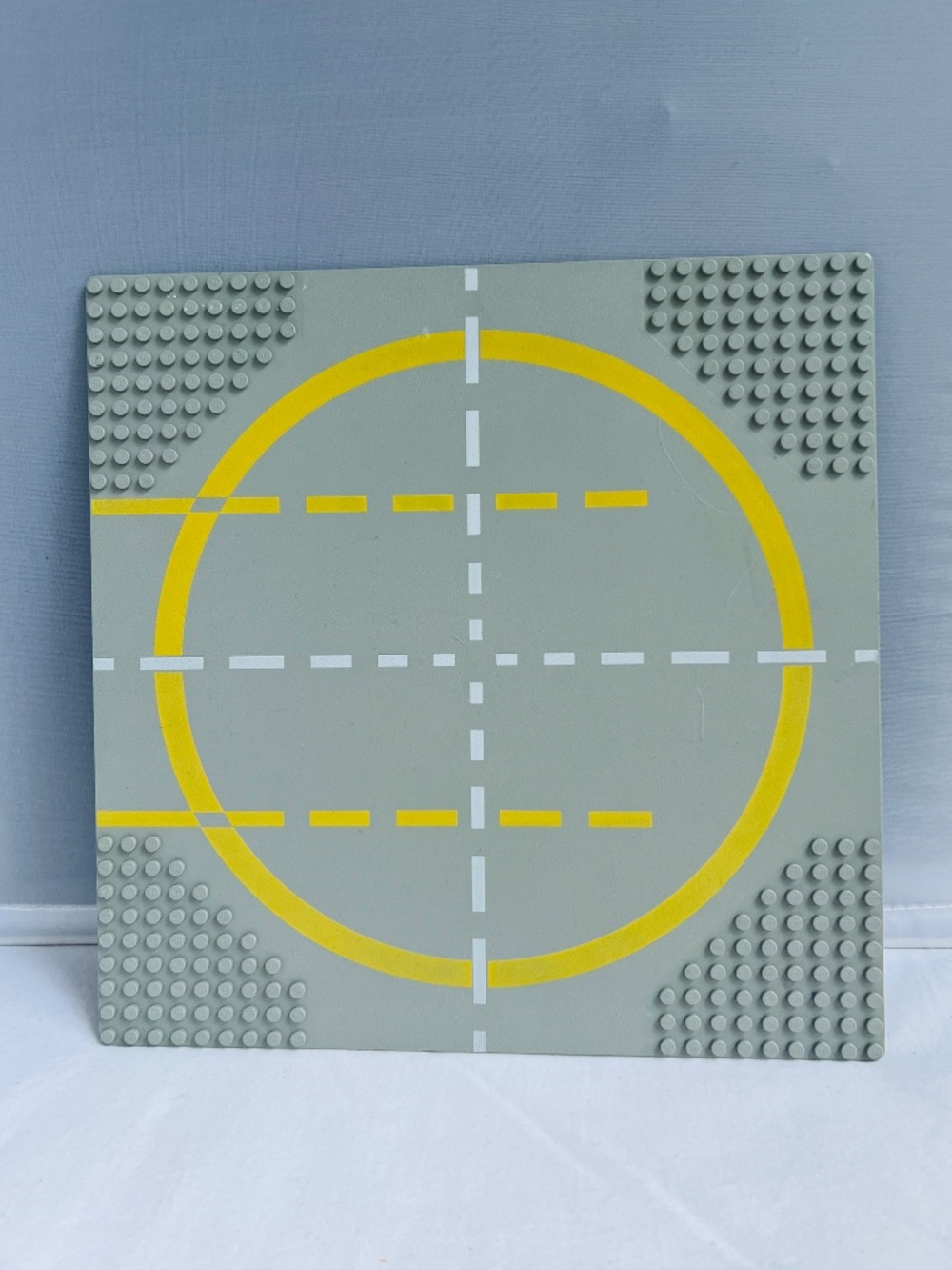Vintage Lego Classic Space Landing Plate Pad Gray and Yellow 10" x 10"